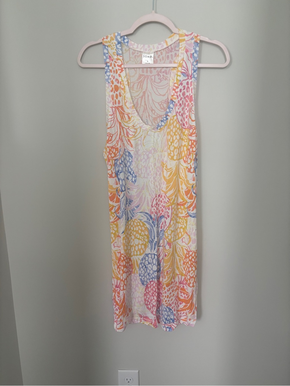 Soma Multicolor Sleeveless Nightshirt  - Size L-PTP 20” stretched 22” Length 37”